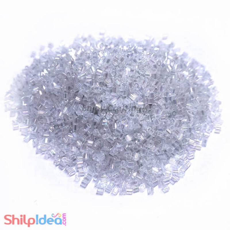 Beads 2mm - Glass Hexagonal - Silver